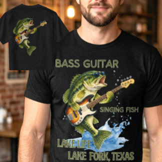 Camiseta Tocando Baixo Personalizado Vida de Pesca no Lago 
