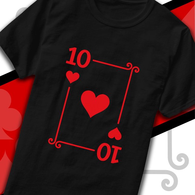 Camiseta Tocando Cartões Costume Dez Cartões 10 de Corações (Criador carregado)