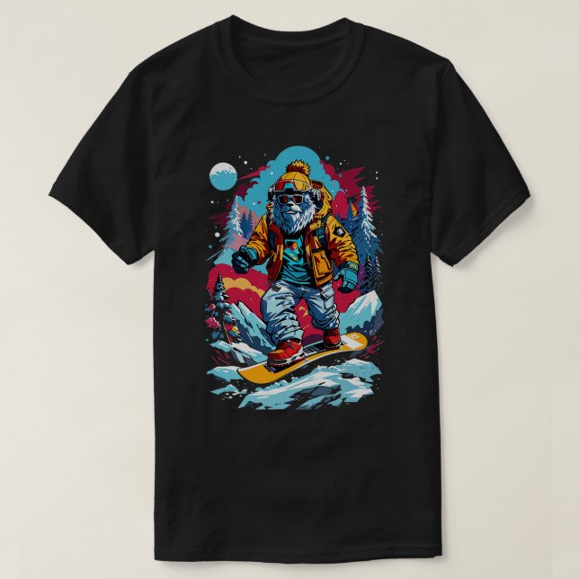 Camiseta Tocando Snowboard (Frente do Design)