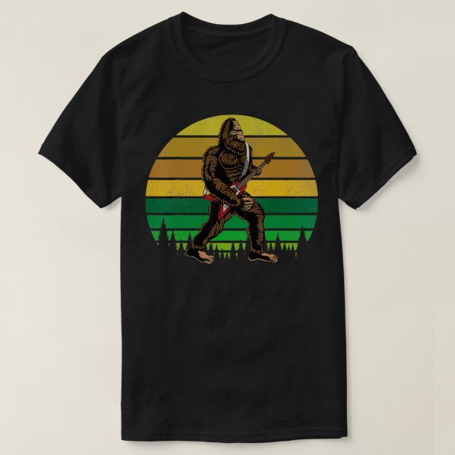 Camiseta Tocando Uma Pedra De Violão Elétrica Em Um Pé Gran (Frente do Design)