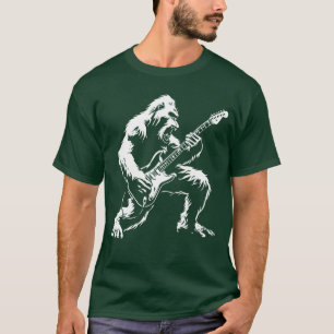 Camiseta Tocar guitarra banda de rock Sasquatch engraçado r