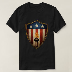 Camiseta Tocha do Escudo Patriótico Chama da Liberdade Amer