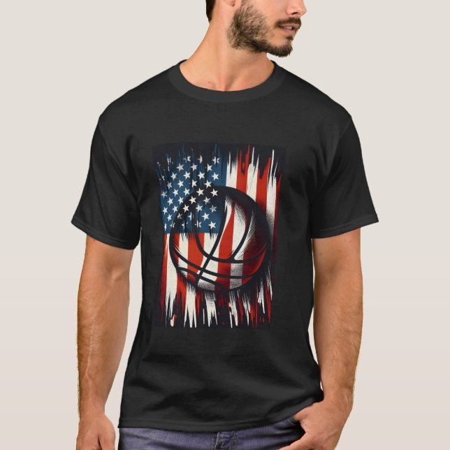 Camiseta Toda a família do Dia Americano 4 de julho e basqu (Frente)