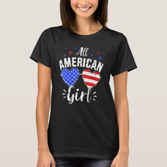 Camiseta Toda A Garota Americana De 4 De Julho Com Óculos D (Frente)