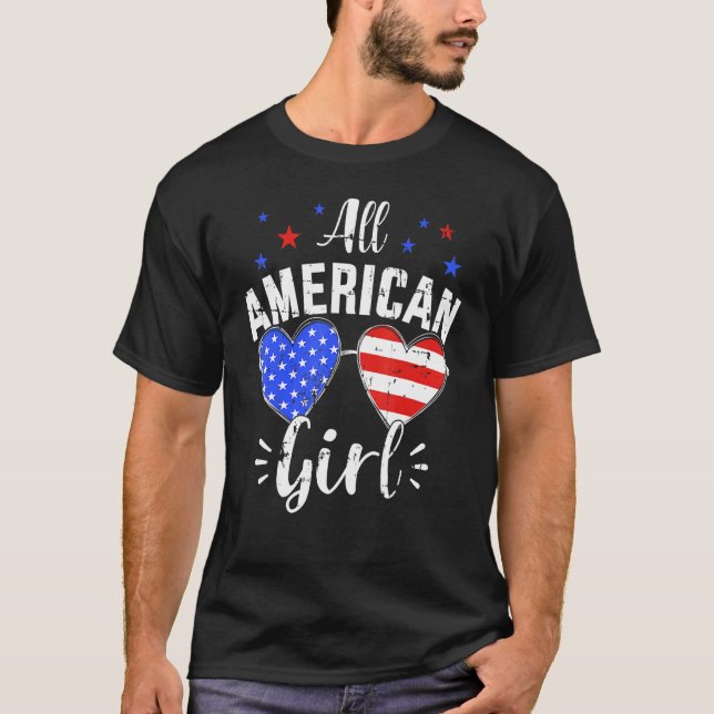 Camiseta Toda A Garota Americana De 4 De Julho Com Óculos D (Frente)