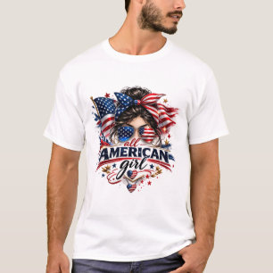 Camiseta Toda a Garota Americana – Desenho Patriótico da Ba
