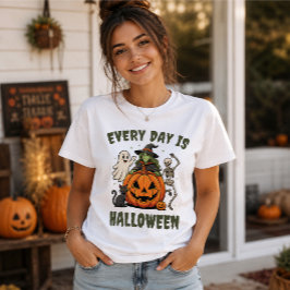 Camiseta Toda a Vida é Halloween Bruxa Bonita Abóbora