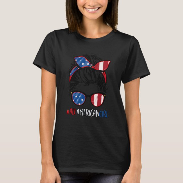 Camiseta Toda Americana No Dia 4 De Julho Mulheres Mensagei (Frente)