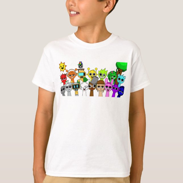 Camiseta Toda Diversão Sprunki Simon Oren Funbot Pinki Wend (Frente)