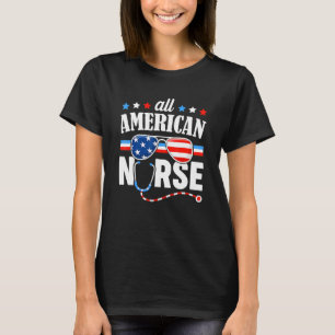 Camiseta Toda Enfermeira Americana Bandeira Patriótica Usa 