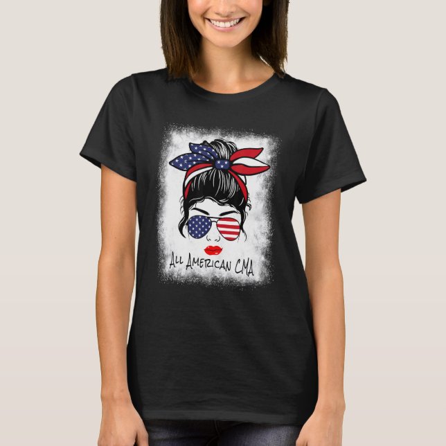 Camiseta Toda Enfermeira Americana Mensageira Brun 4 De Jul (Frente)