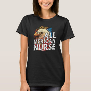 Camiseta Toda Enfermeira Americana No Dia 4 De Julho, Águia
