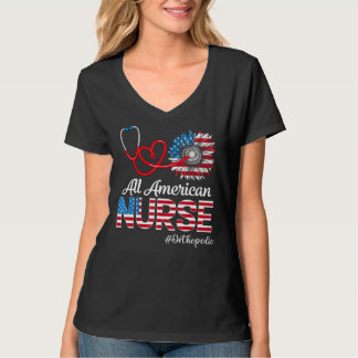 Camiseta Toda Enfermeira Ortopedia Americana Patriótica Sun
