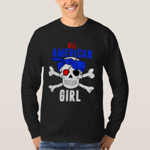 Camiseta Toda Garota Americana Caveira Pirata 4 de Julho Ba
