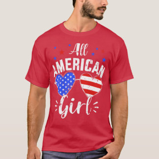 Camiseta Toda garota americana do 4 de julho com óculos de