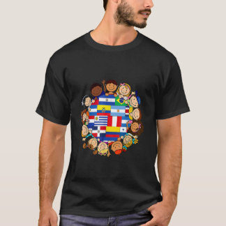 Camiseta Todas as Bandeiras de Países Crianças Patrimônio H