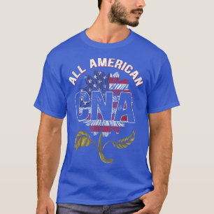 Camiseta Todas as CNA Americanas Bandeira Americana Sunflow