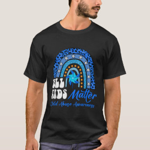 Camiseta Todas as Crianças - Abuso Infantil Azul-Arco-Íris 
