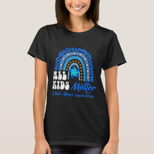 Camiseta Todas as Crianças - Abuso Infantil Azul-Arco-Íris