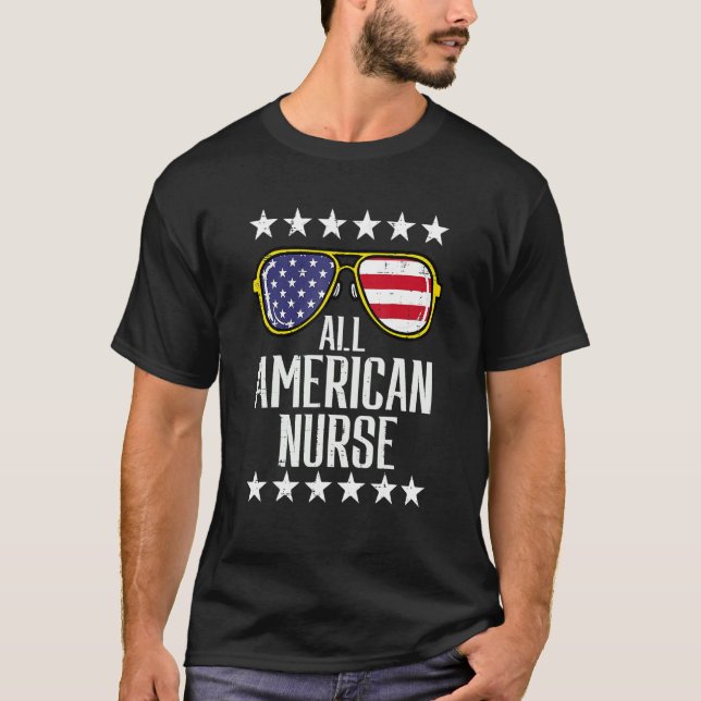 Camiseta Todas As Enfermeiras Americanas Scrub Memorial Day (Frente)