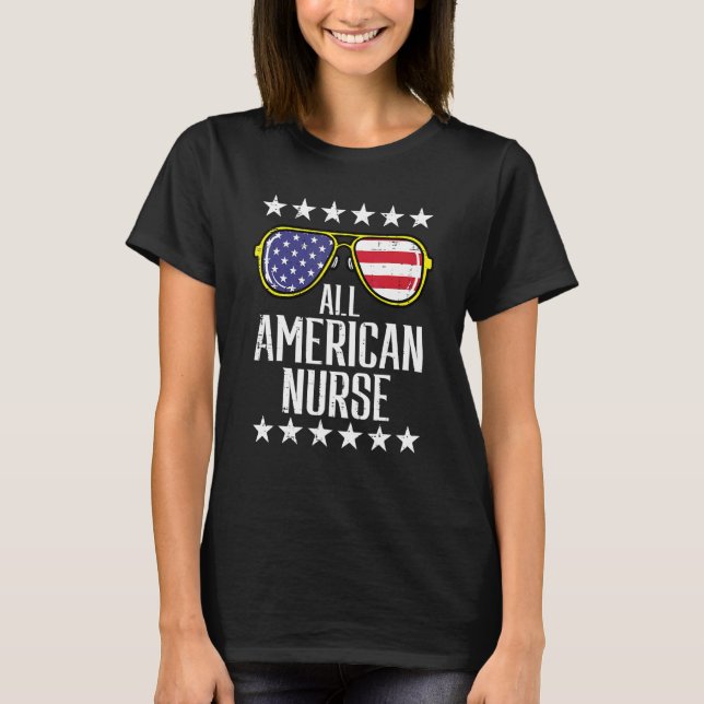 Camiseta Todas As Enfermeiras Americanas Scrub Memorial Day (Frente)
