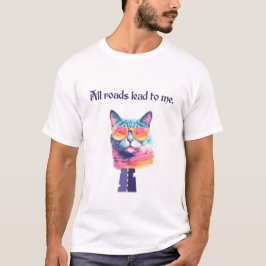 Camiseta Todas as Estradas Levam-me a Gato Engraçado