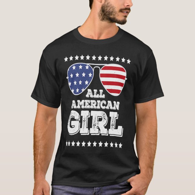 Camiseta Todas as Meninas Americanas Correspondendo Família (Frente)