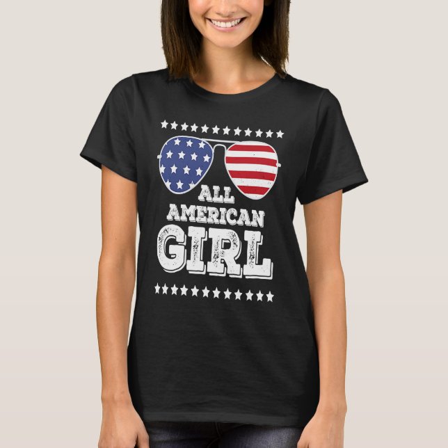 Camiseta Todas as Meninas Americanas Correspondendo Família (Frente)