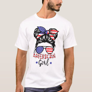 Camiseta Todas As Meninas Americanas Em 4 De Julho Filha Me