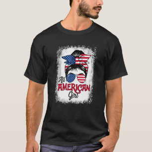 Camiseta Todas As Meninas Americanas Mensagem Bun Usa Bande