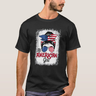 Camiseta Todas As Meninas Americanas Mensagem Bun Usa Bande