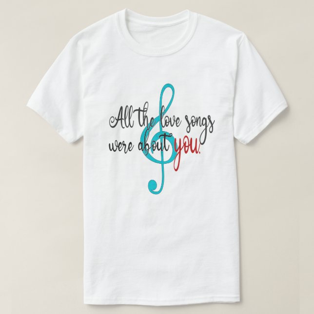 Camiseta Todas as músicas de amor (Frente do Design)