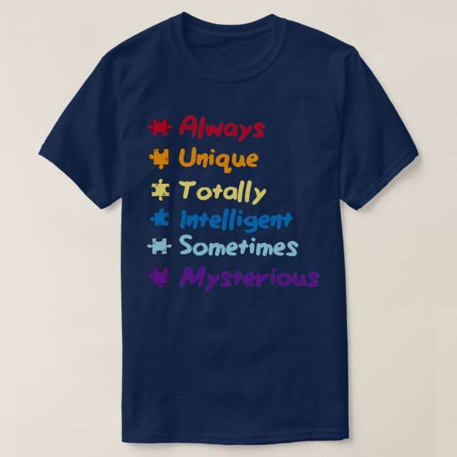 Camiseta Todas as peças Ajustados Autismo Autismo Autismo A (Frente do Design)