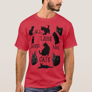 Camiseta Todas As Vidas Merecem Nove Gatos Divertidos, Cota