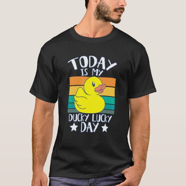 Camiseta Today is My Ducky Lucky Day Retro Yellow Rubber Du (Frente)
