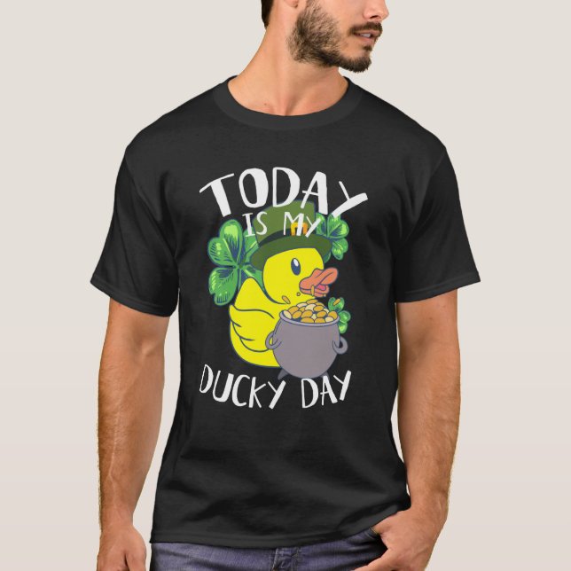 Camiseta Today is My Ducky Lucky Day Yellow Leprechaun Rubb (Frente)