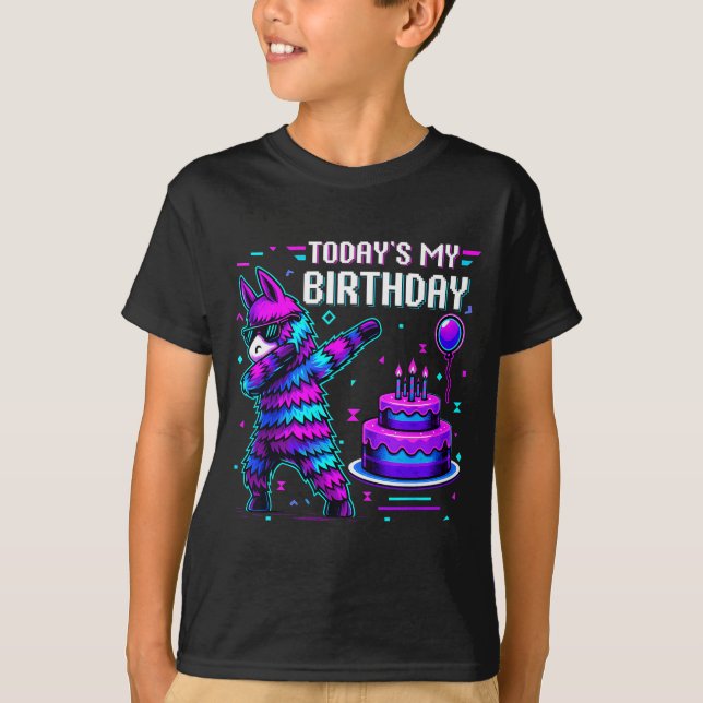 Camiseta Todays My Birthday Llama Pinata Birthday Party Boy (Frente)