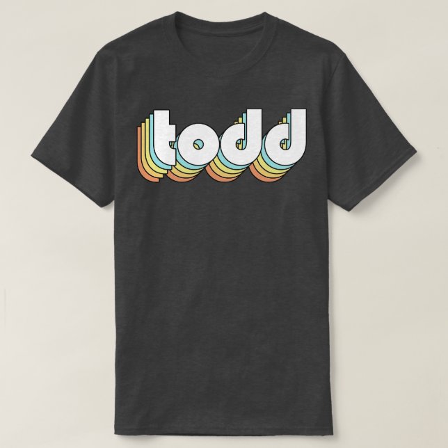 Camiseta Todd Retro Arco-Íris Tipografia Estilo Desvanecido (Frente do Design)
