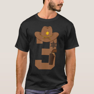 Camiseta Toddler aniversário de 3 anos Western Sheriff Boys