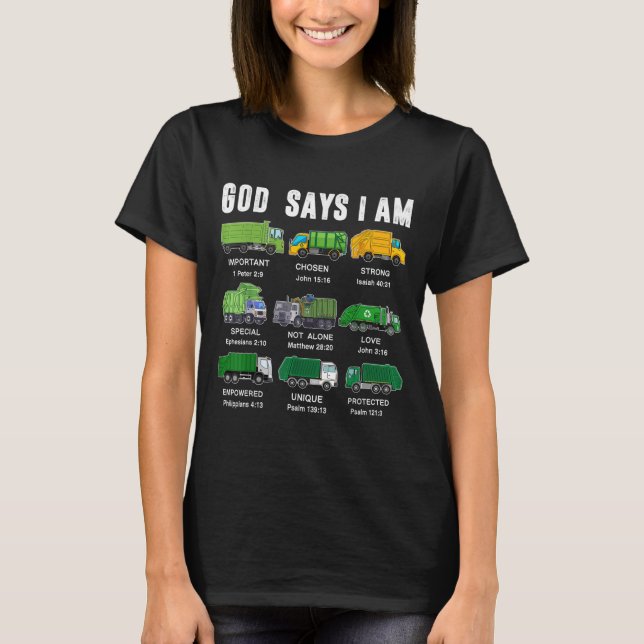 Camiseta Toddler Boy God Says I Am Garbage Truck Jesus Brot (Frente)
