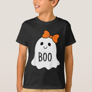 Camiseta Toddler Halloween Boo Ghost Com Um Arco De Garotas