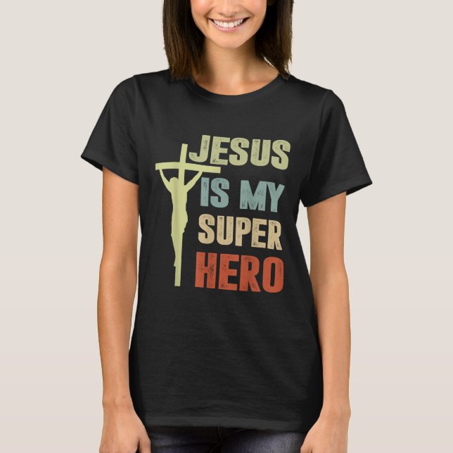 Camiseta Toddler Jesus É Meu Super Herói Cristão Deus Filho (Frente)