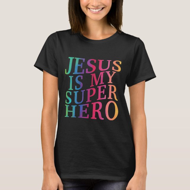 Camiseta Toddler Jesus É Meu Super Herói Cristão Deus Filho (Frente)