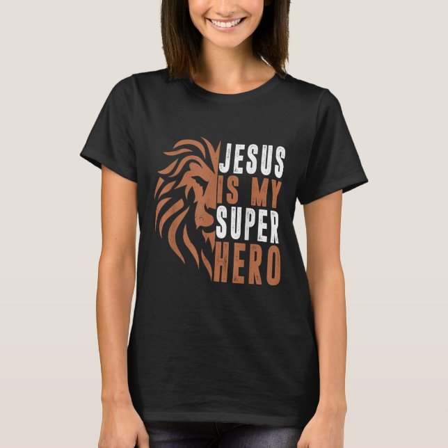 Camiseta Toddler Jesus É Meu Super Herói Cristão Deus Filho (Frente)