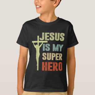 Camiseta Toddler Jesus É Meu Super Herói Cristão Deus Filho