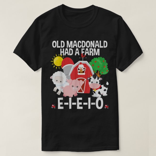 Camiseta Toddler Kids Old MacDonald Had a Farm EIEIO Nurser (Frente do Design)