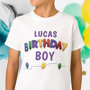 Camiseta Toddler Name Birthday Boy Balloon Letters T-shirt