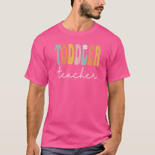 Camiseta Toddler Teacher Retro Groovas Feliz Primeiro Dia