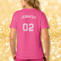 Todler Teen Girl Name Jersey Número Esportes Rosa