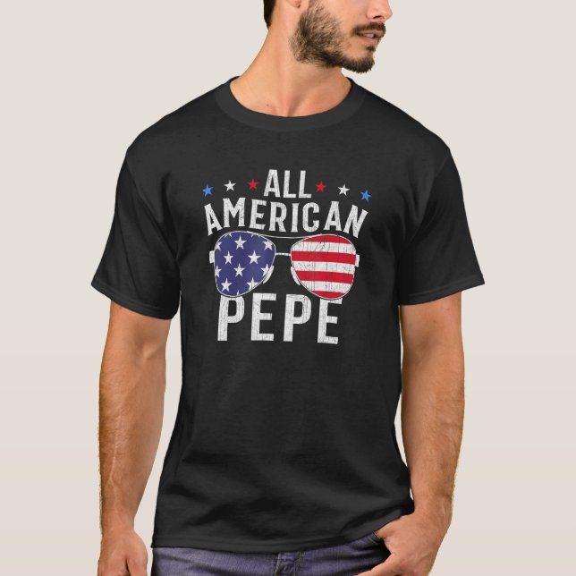 Camiseta Todo Americano Pepe USA Flag Sunglass 4 De Julho (Frente)